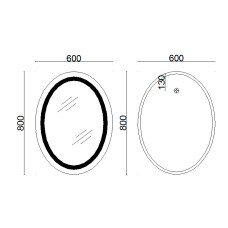 Зеркало Lidz Vida 800х600 с LED-подсветкой Touch, с антизапотеванием, с диммером, регулятор яркости LD78LF6080
