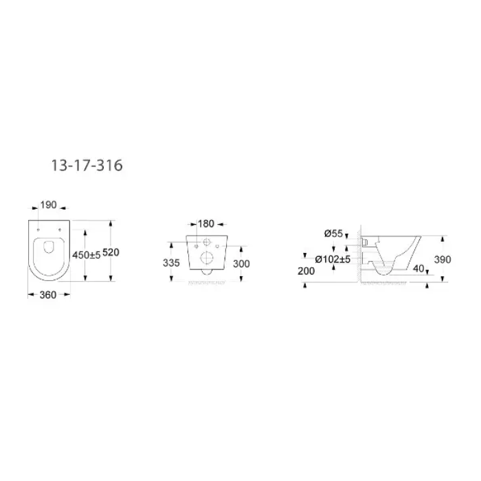 Унітаз підвісний Volle NEMO 13-17-316 з дюропластовим сидінням Slow-closing