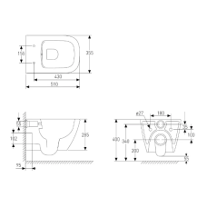 Унитаз подвесной Volle SOLO Rimless 13-55-111Capp с сиденьем из дюропласта Slim Slow-closing капуччино матовый