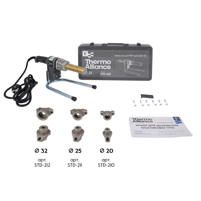 Паяльник для пластиковых труб Thermo Alliance STD-102 Ø20-32 (автоматический 700W) Паяльник для пластиковых труб Thermo Alliance STD-102 Ø20-32 (автоматический 700W)