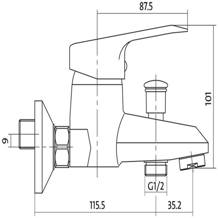 Смеситель для ванны латунный Cersanit Amet (S951-003) хром