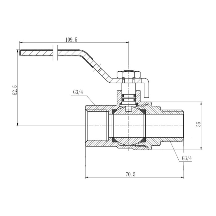 Кран шаровой SD Forte 3/4" ВН для газа (ручка) SF605G20
