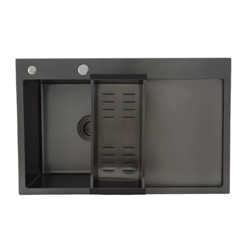 Кухонна мийка GAPPO GS7850-6L накладна 780x500 мм, поверхня PVD, чаша лівая