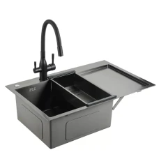 Кухонна Мойка GAPPO GS7850-6L накладна 780x500 мм, поверхня PVD, чаша леваяя
