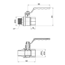 Кран шаровой SD Plus 3/4" ВН для воды (рычаг) SD605NW20PN40