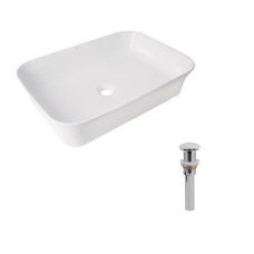 Комплект Qtap Virgo N: Раковина накладная 560x380x130 мм, White, прямоугольная + Донный клапан Pop-up PU02