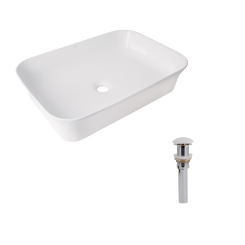 Комплект Qtap Virgo N: Раковина накладная 560x380x130 мм, White, прямоугольная + Донный клапан Pop-up PU02