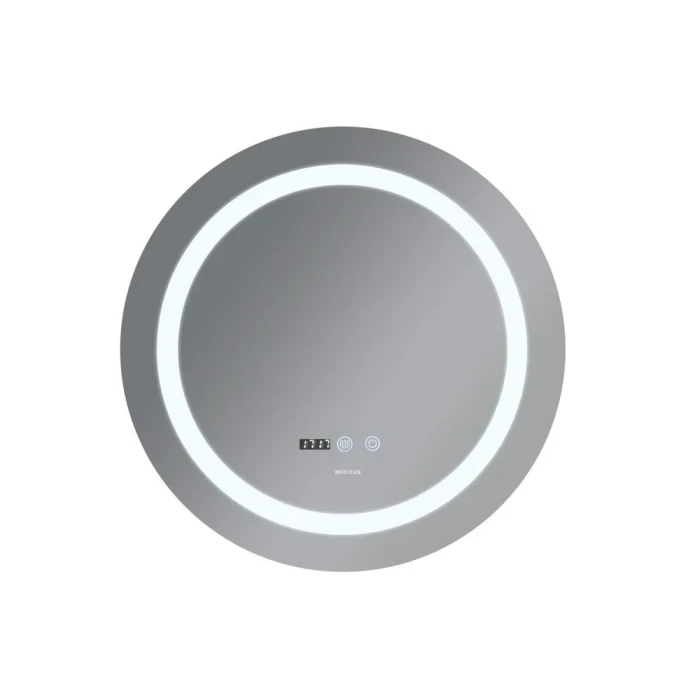 Зеркало круглое LED 60 MIXXUS Plain часы, с антизопотев.