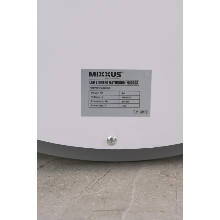 Зеркало круглое LED 60 MIXXUS Plain часы, с антизопотев.
