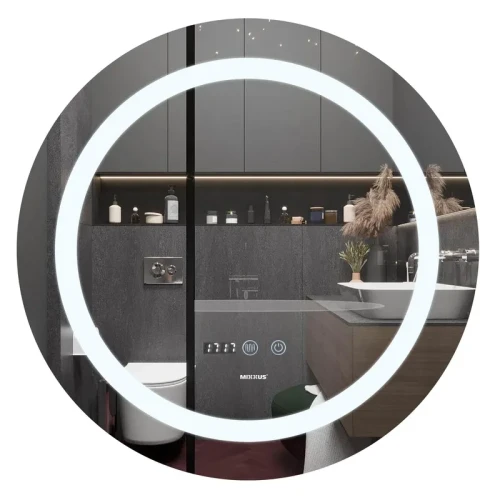 Дзеркало кругле LED 60 MIXXUS Plain MC02-60(MI6012) підсвітка , годинник, антизапотівання