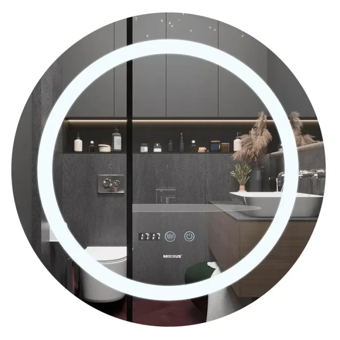 Дзеркало кругле LED 60 MIXXUS Plain MC02-60(MI6012) підсвітка , годинник, антизапотівання
