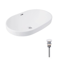 Комплект Qtap Leo: Раковина врезная овальная 590x400x170 мм White + Донный клапан PU02O