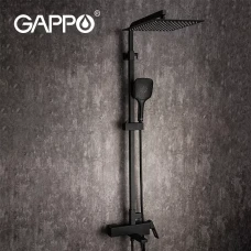 Душова система GAPPO G2417-60 термостат, вилив - перемикач на лійку, чорний
