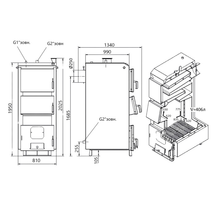 Котел твердотопливный стальной Thermo Alliance Vulcan Plus V 4.0 VPSFW 100