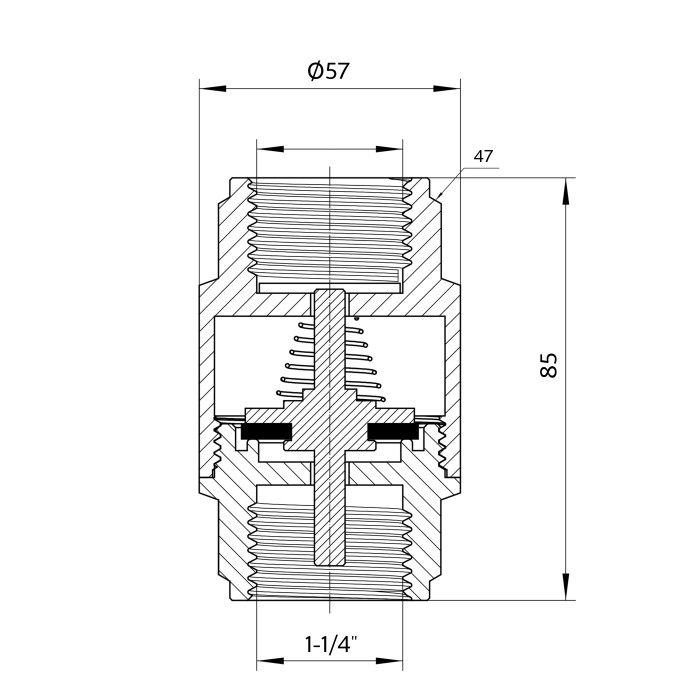 Обратний клапан Thermo Alliance Forte 1 1/4"ВВ никель с латунным штоком TAF240W32