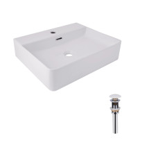 Комплект Qtap Nando LT: Раковина подвесная прямоугольная 500х420х130 мм White + Донный клапан PU02O
