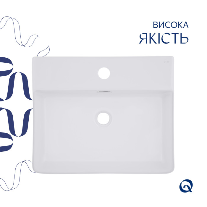 Комплект Qtap Nando LT: Раковина подвесная прямоугольная 500х420х130 мм White + Донный клапан PU02O