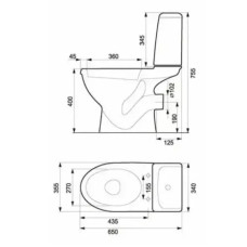 Унитаз-компакт Cersanit-Mito ЕКО 770 3/6 K07-240 с сиденьем из полипропилена