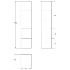 OLIVA пенал 155*35*35см, підвісний, білий