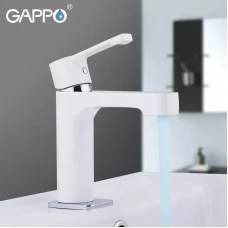 Змішувач для умивальника GAPPO G1002-8, білий/хром