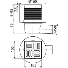 APV31 Трап 105*105/50 нерж. бок. з гідрозатвором SMART {20}