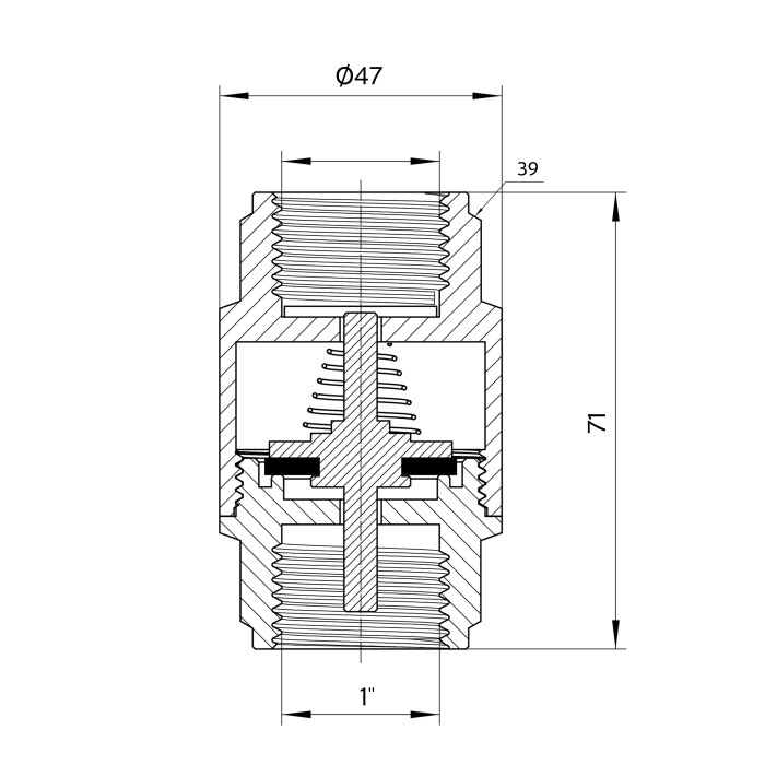 Обратний клапан Thermo Alliance Forte 1"ВВ никель с латунным штоком TAF240W25 Обратний клапан Thermo Alliance Forte 1"ВВ никель с латунным штоком TAF240W25
