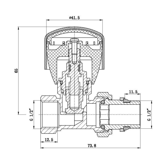 Кран радиаторный SD Forte Powerful 1/2" ВН антипротечкой прямой SF230W15 SF230W15