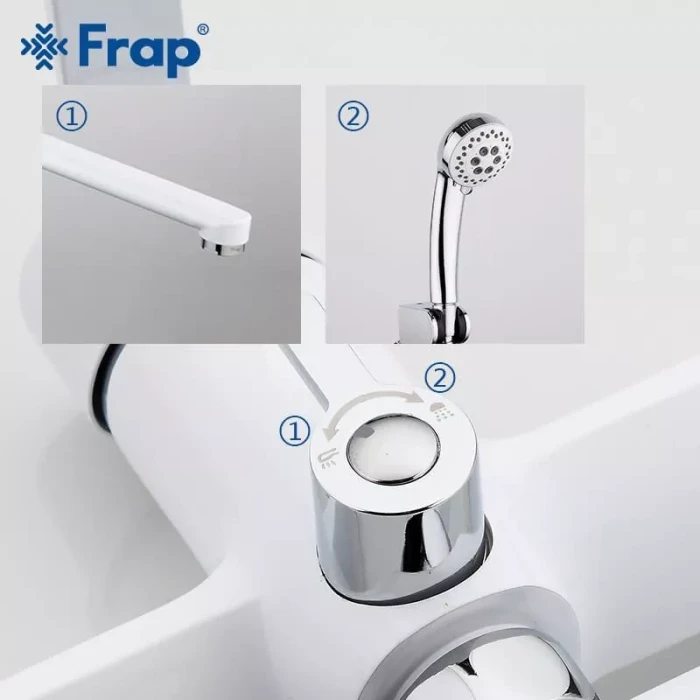 Змішувач для ванни Frap F2241, білий/хром