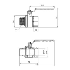 Кран шаровой SD Plus 1" ВН для газа (рычаг) SD605NG25PN40