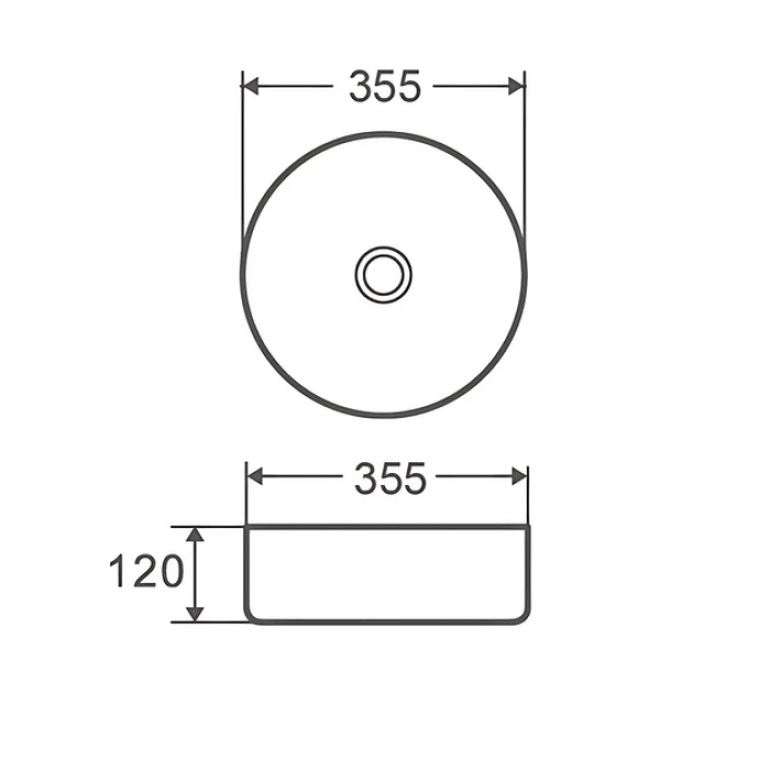 Умывальник накладной круглій 3565x365x125 MIXXUS PREMIUM TOPPER-0102 керамический