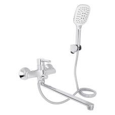Смеситель для ванны Qtap Grand с поворотным изливом (c душевым гарнитуром) QTGRACRM005 Chrome