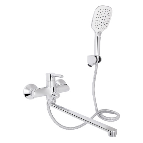 Смеситель для ванны Qtap Grand с поворотным изливом (c душевым гарнитуром) QTGRACRM005 Chrome