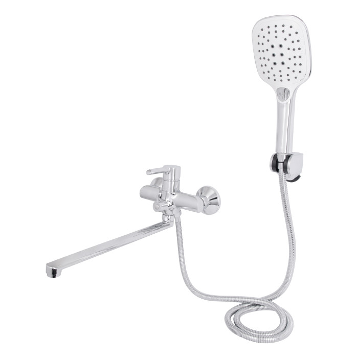Смеситель для ванны Qtap Grand с поворотным изливом (c душевым гарнитуром) QTGRACRM005 Chrome