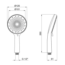 Лійка для душу Q-TAP Rucni кругла, графіт QTRUCA120R3GRP