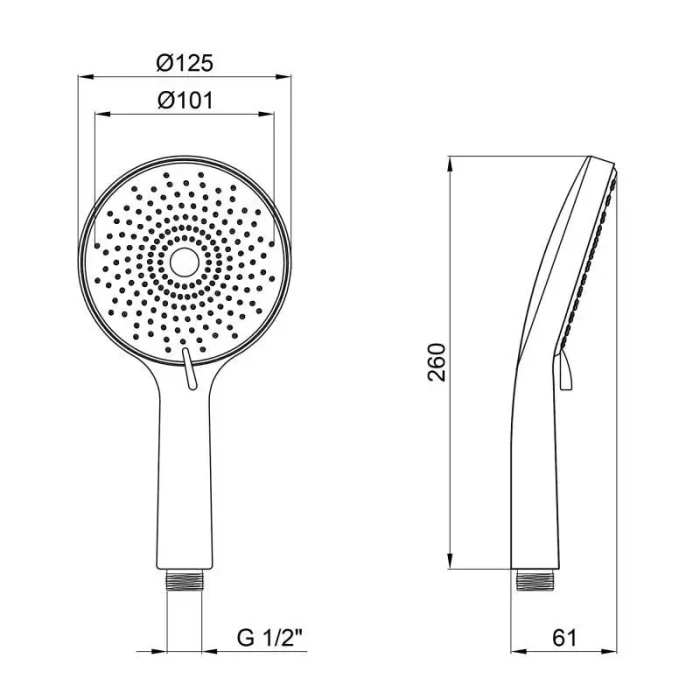 Лійка для душу Q-TAP Rucni кругла, графіт QTRUCA120R3GRP