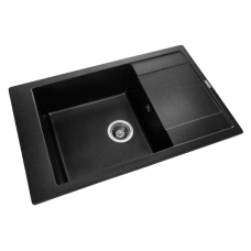 Мойка для кухни из искуственого камня Granado ALMERIA 775x490x196 прямоугольная black shine + сифон