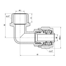 Угол обжимной разборный 16х1/2", наружная резьба SD Forte SD00022053