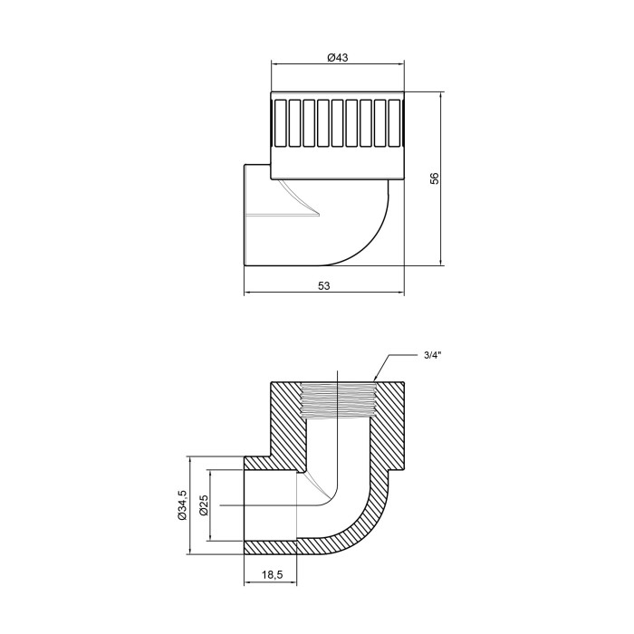 Уголок из полипропилена Thermo Alliance 25х3/4" ВР