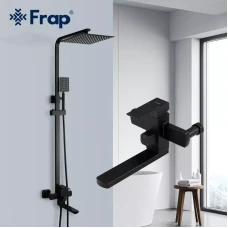 Душева система Frap F24802-6, вилив - перемикач на лійку, 1 режим, чорний