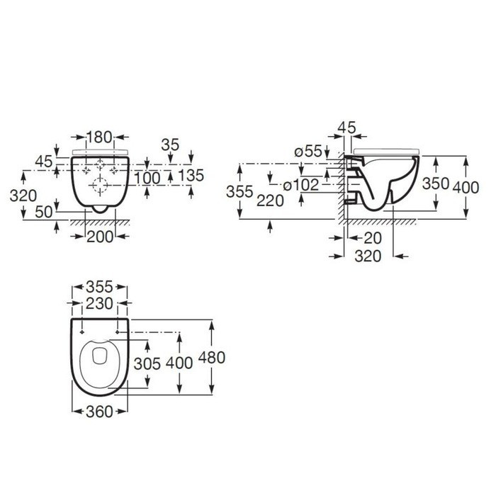 Унітаз підвісний ROCA Meridian Rimless (A34H242000) з сидінням Slim Urea/Duroplast, Soft Close