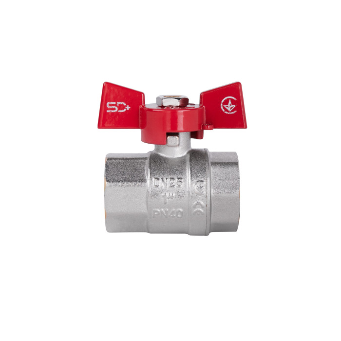 Кран шаровой SD Plus 1" ВР для воды (бабочка) SD602NW25PN40