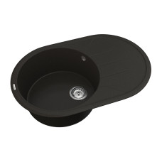 Мойка для кухни из исскуственого камня Vankor Sity  780х510х200 овал. Black + сифон