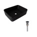 Комплект Qtap Tern: Раковина накладная прямоугольная 480х370х135 мм Matt Black + Донный клапан PU03