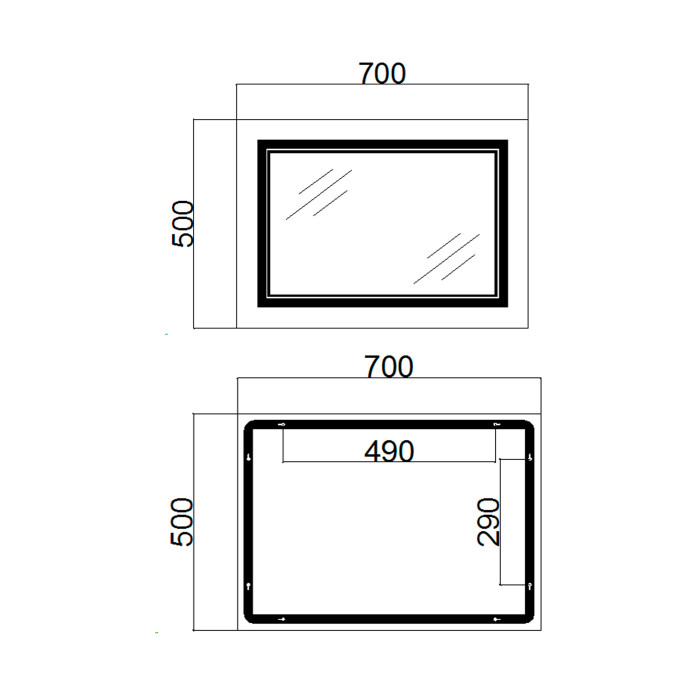 Дзеркало Qtap Cardinal (CA1) 700х500 з LED-підсвічуванням Touch, з антизапітнінням, з диммером,з регулюванням температури коліру (3000-6500K) QT0478C5070