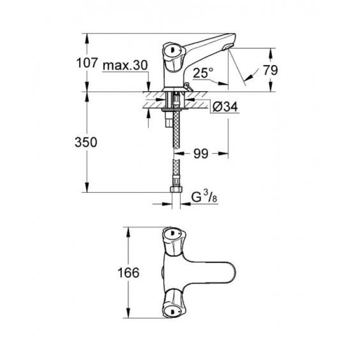 Смеситель на умывальник GROHE COSTA 21390000 Смеситель на умывальник GROHE COSTA 21390000