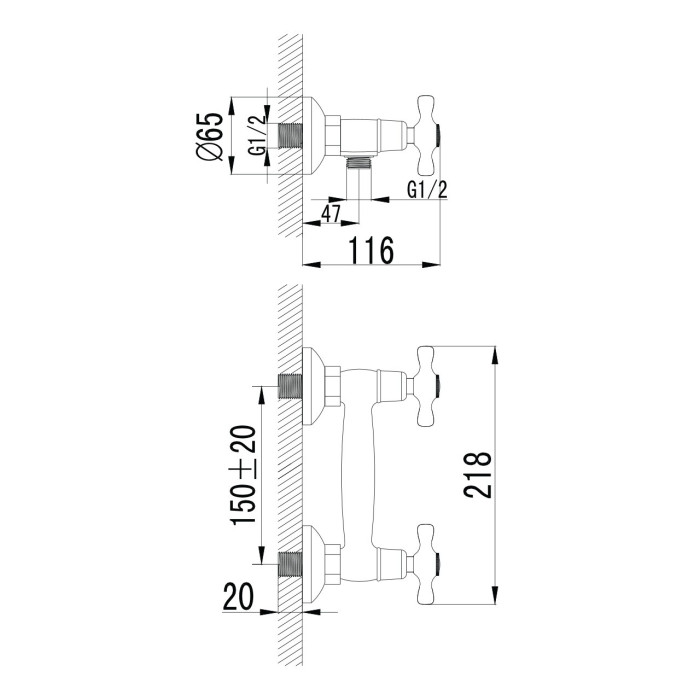 Смеситель для душа IMPRESE RALSKO NEW 15240NEW, двухвентильнный , хром