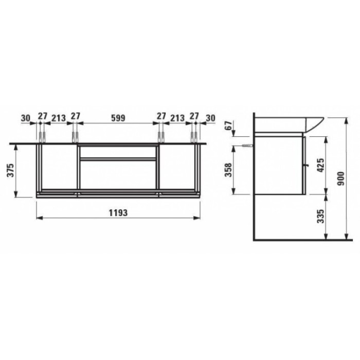 PALACE тумба 119,5*37,5см для умывальника 811704, 812704 (цвет белый)