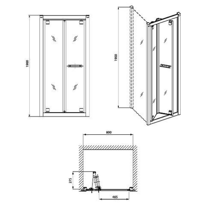 Душові двері в нішу GEO6 bifold 80 см