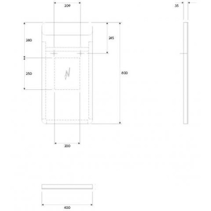 Зеркало KOLO TRAFFIC 400*35*800 мм, с освещением