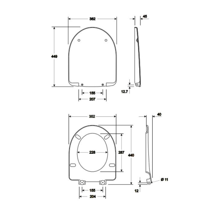 NOVA PRO сидіння з кришкою тверде, овальне, з матеріалу Duroplast Soft Close